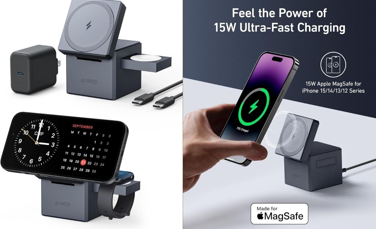 Read more about the article Product Review:MagSafe Charger Stand, Anker 3-in-1 Cube with MagSafe, 15W Max Fast Charging Stand, Foldable Wireless Charger for iPhone 15/14/13 Series, Apple Watch S1-8/Ultra, AirPods (30W USB-C Charger Included)