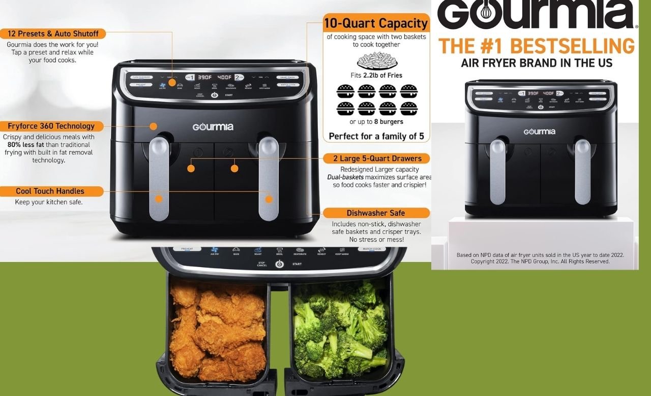 You are currently viewing Elevate Your Culinary Experience with the Gourmia 9-Quart Dual Basket Digital Air Fryer On Amazon in 2024