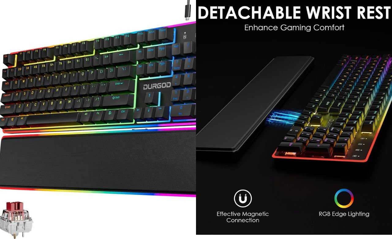 You are currently viewing Product Review:DURGOD TGK021 Gaming Keyboard with Magnetic Wrist Rest, RGB Backlit, and Hot-Swap Linear Red Switch – 104 Keys Mechanical Wired Keyboard for PC/Mac/Laptop, Fully Anti-ghosting, Multi-Media Keys